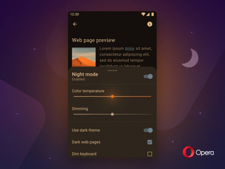 Opera dark mode Android Opera browser