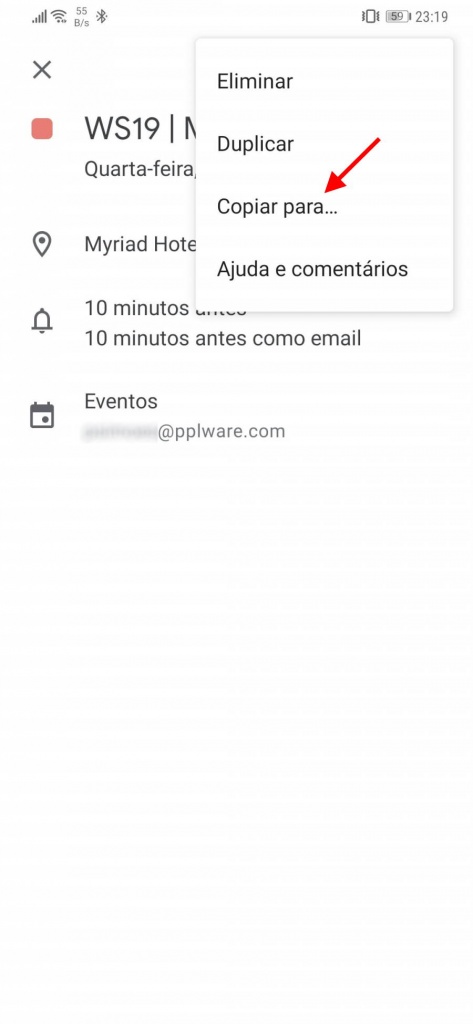Google Calendar eventos copiar contas