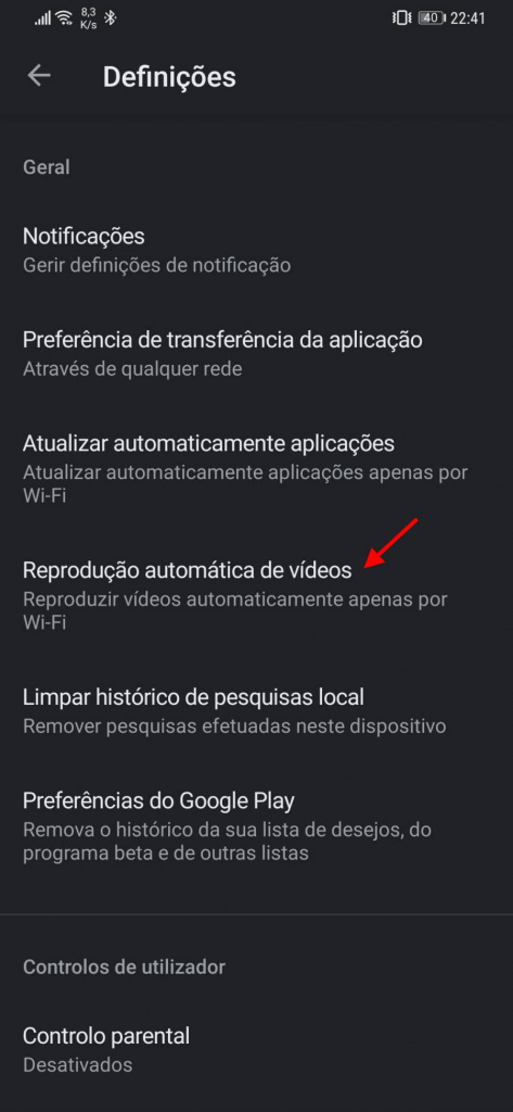 Play Store dados Android vídeos consumo