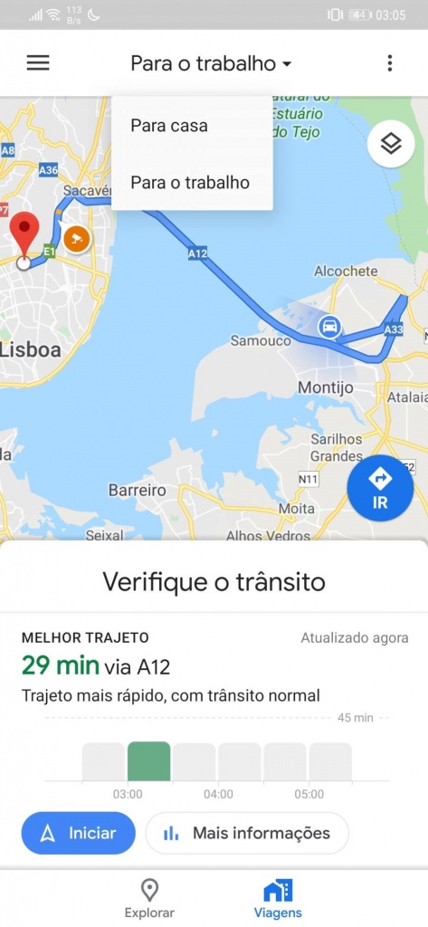 Google Maps trânsito viagem previsões