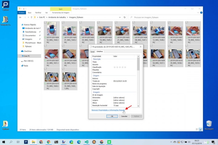 fotografias EXIF Windows 10 dados remover