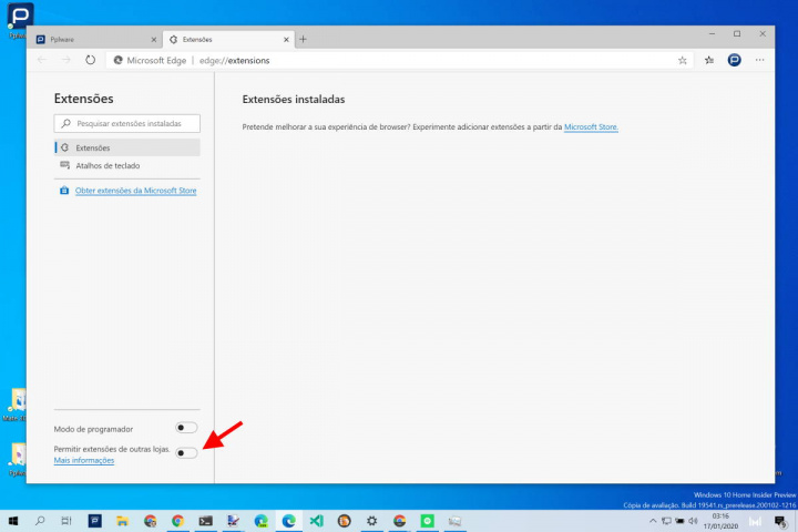 Edge extensões browser Microsoft Chrome