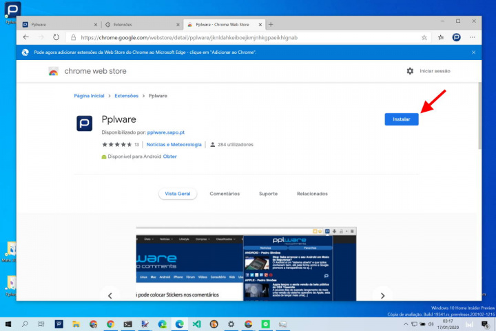 Edge extensões browser Microsoft Chrome