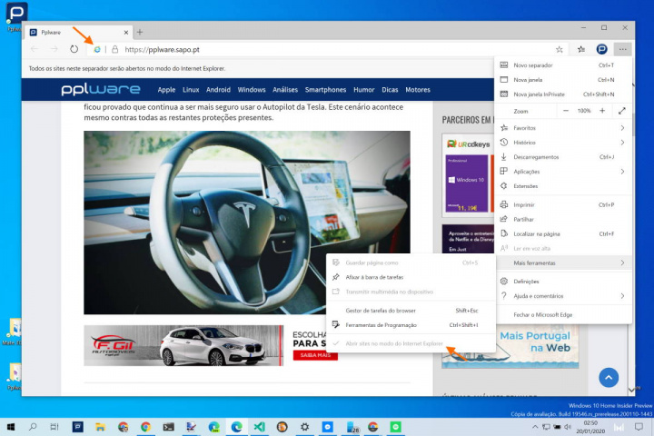 Edge Microsoft Internet Explorer browser sites