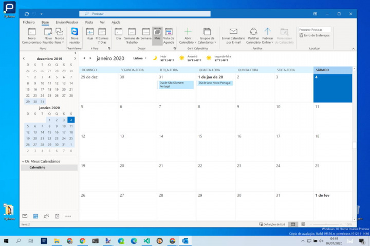 Outlook calendário feriados Portugal adicionar