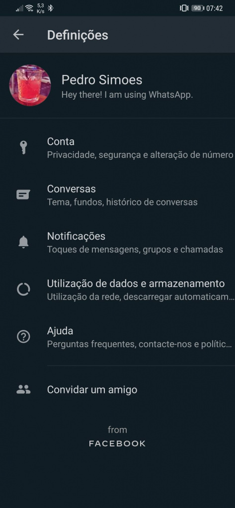 Imagem Dark Mode do WhatsApp para Android