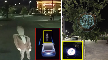 Imagem do sistema fantásma usado para enganar o Tesla Model X e o seu piloto automático