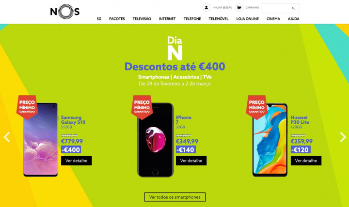 Dia N: NOS com descontos até €400 em smartphones