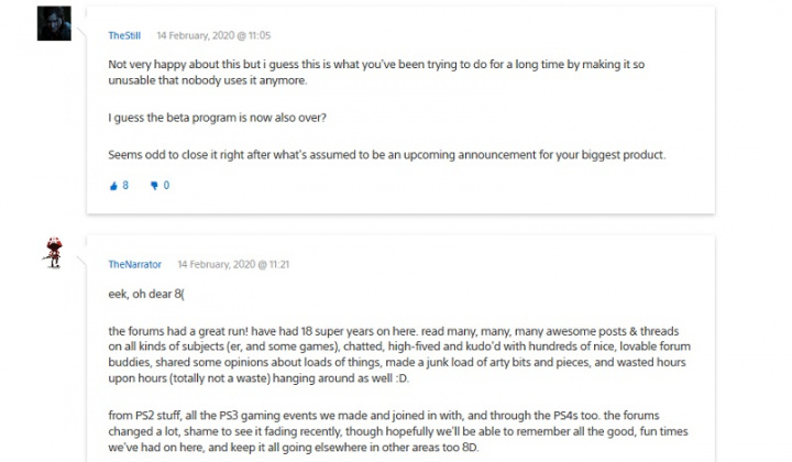 Algumas reações ao anúncio do fecho dos fóruns do site PlayStation.com
