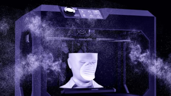Imagem impressora 3d a fazer impressão 3d de máscara contra coronavírus