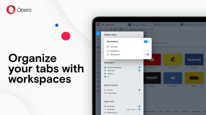 Opera WorkSpaces Sidebar browser novidades