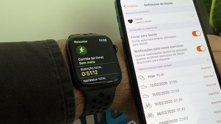 Imagem Apple Watch com Strava para app Saúde