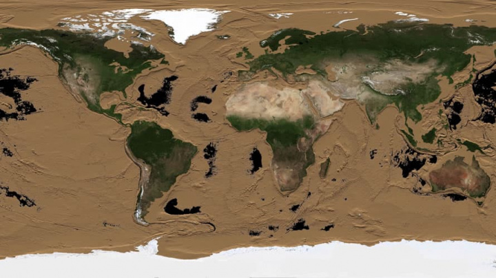 Imagem da Terra drenadas dos oceanos