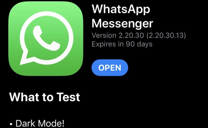WhatsApp dark mode iPhone Android testar