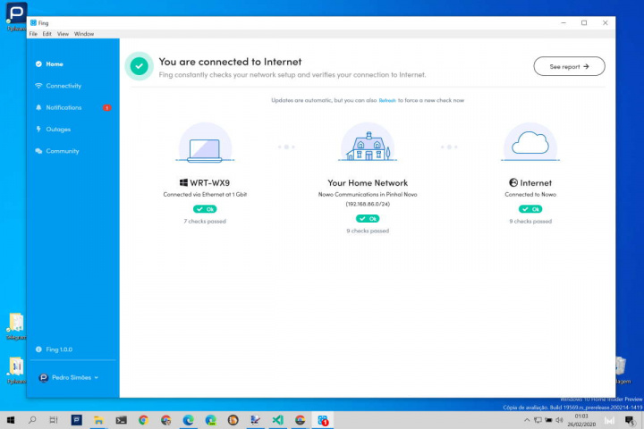 Windows 10 rede descobrir Fing app
