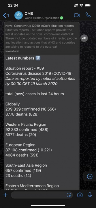 Imagem WhatsApp que informação sobre coronavírus