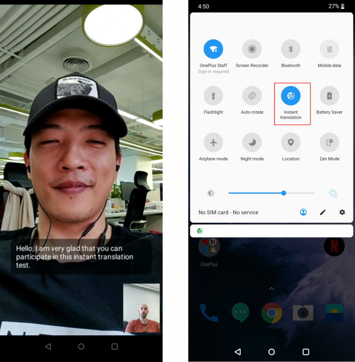 oneplus tradução instantanea videochamadas