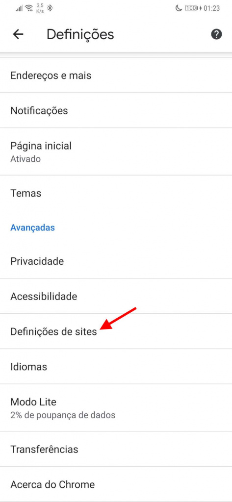 Chrome Android notificações browser discretas