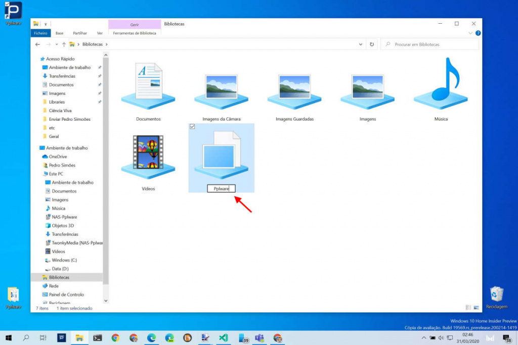Windows 10 Bibliotecas utilizadores ficheiros pastas