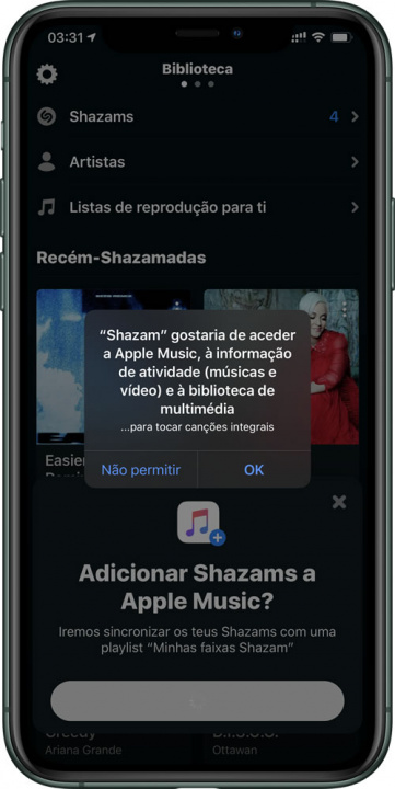 Imagem Apple Music com Shazam