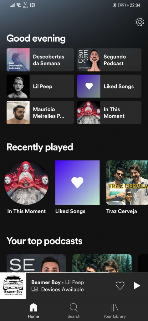Spotify novidade ecrã principal música