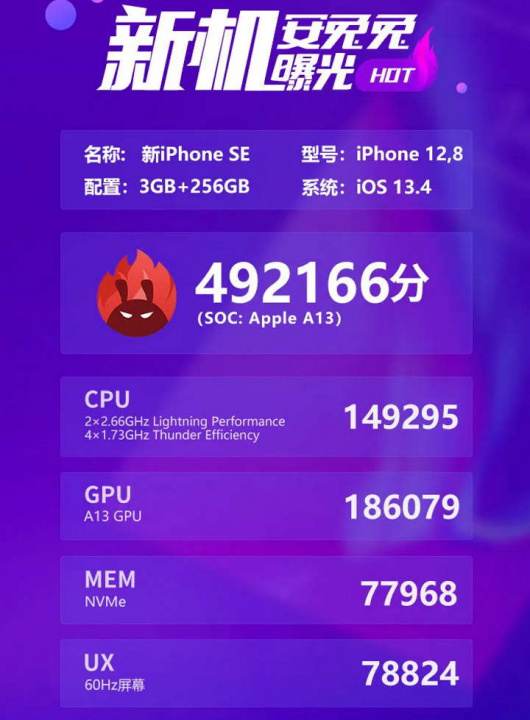 iPhone SE benchmark A13 Bionic processador Apple