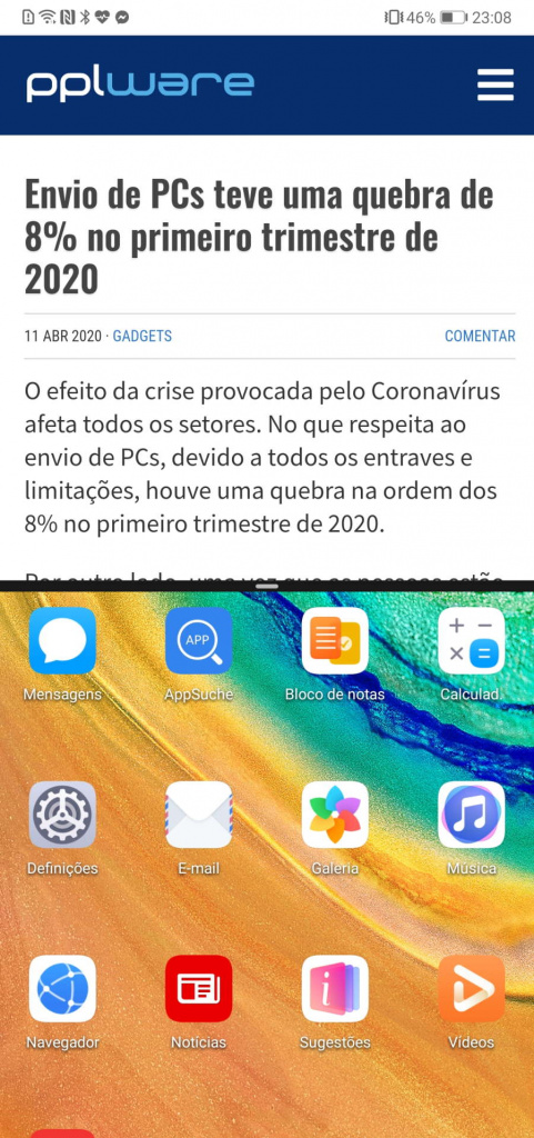 Android smartphone apps duas ecrã