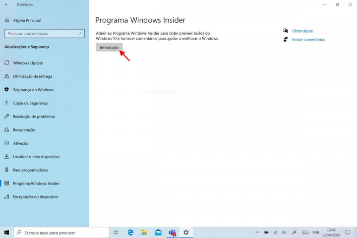 Windows 10 atualização Insider 2020 Microsoft