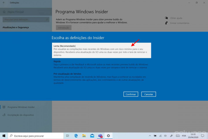 Windows 10 atualização Insider 2020 Microsoft