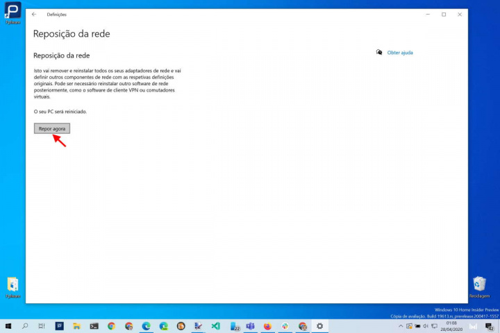 Rede Windows 10 reposição Internet problemas