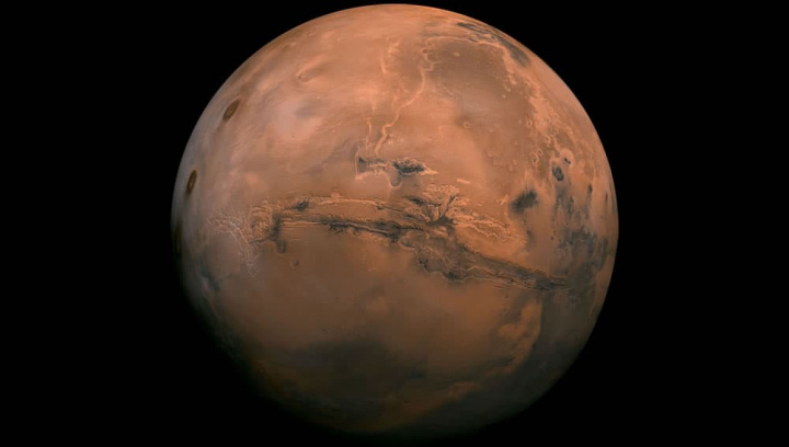 Imagem de Marte, um planeta seco, sem atmosfera