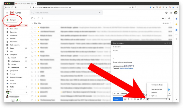 Imagem do ícone do Gmail para ter várias assinaturas no email
