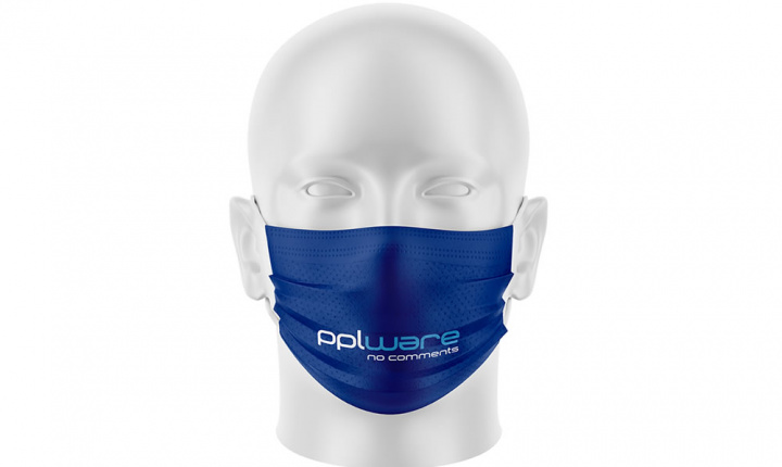 Imagem exemplo de máscara certificada com personalização Pplware para proteção dos vírus