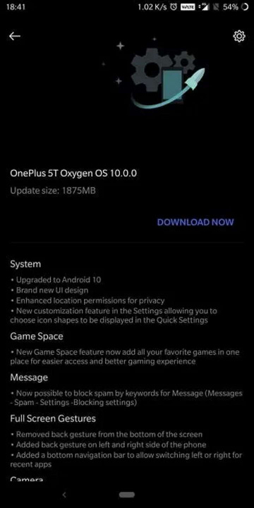 OnePlus 5 Android 10 Google atualização