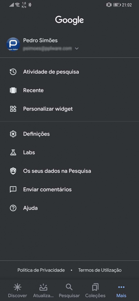 GogoGoogle Pesquisa dark mode Android iOSle Pesquisa dark mode Android iOS