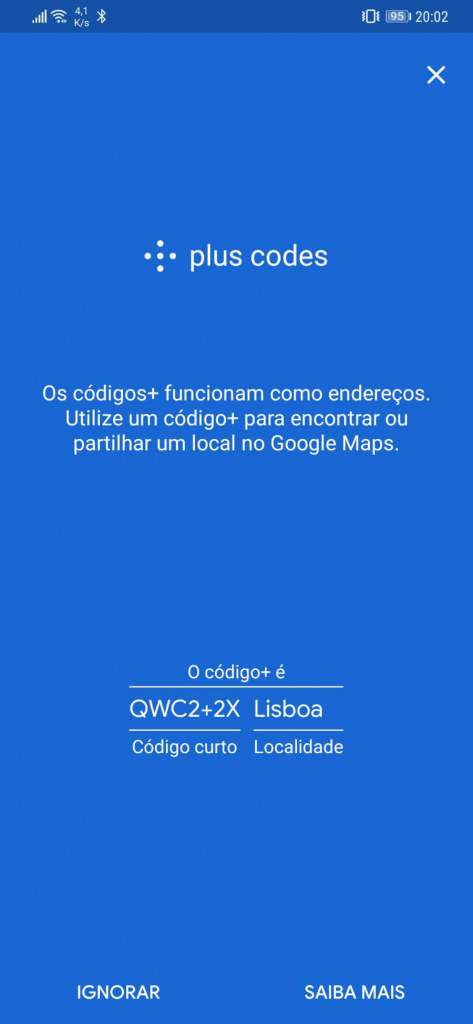 Google Maps Plus Codes partilhar localização moradas