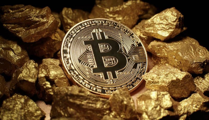 Imagem bitcoin e ouro