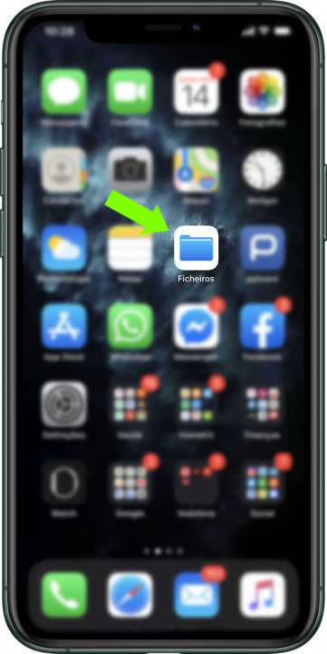 Imagem ficheiro ZIP dentro da app Ficheiros do iOS