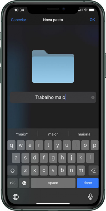 Imagem ficheiro ZIP dentro da app Ficheiros do iOS