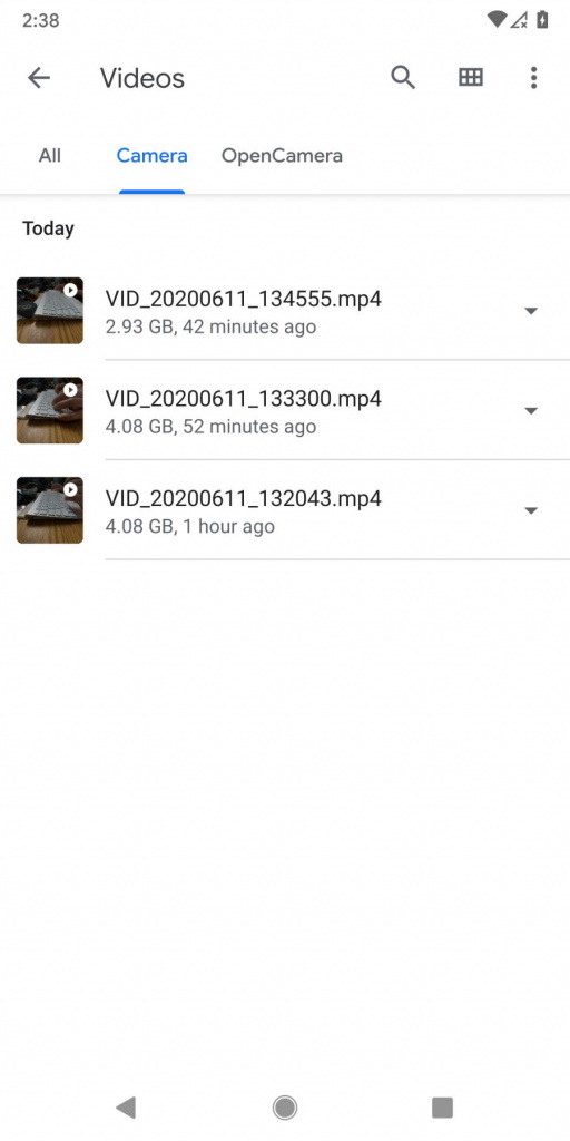 Android 11 vídeo Google tamanho ficheiro