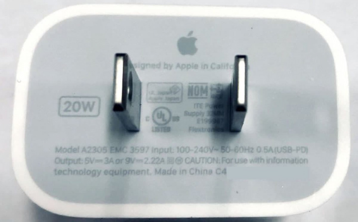 Imagem carregador rápido Apple de 20W para o iPhone 12