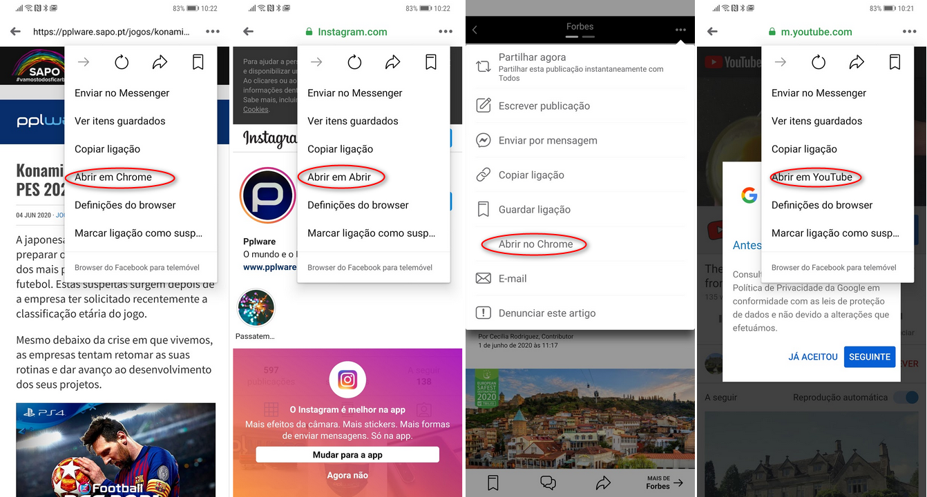 Saiba como forçar a app do Facebook a abrir links num browser externo