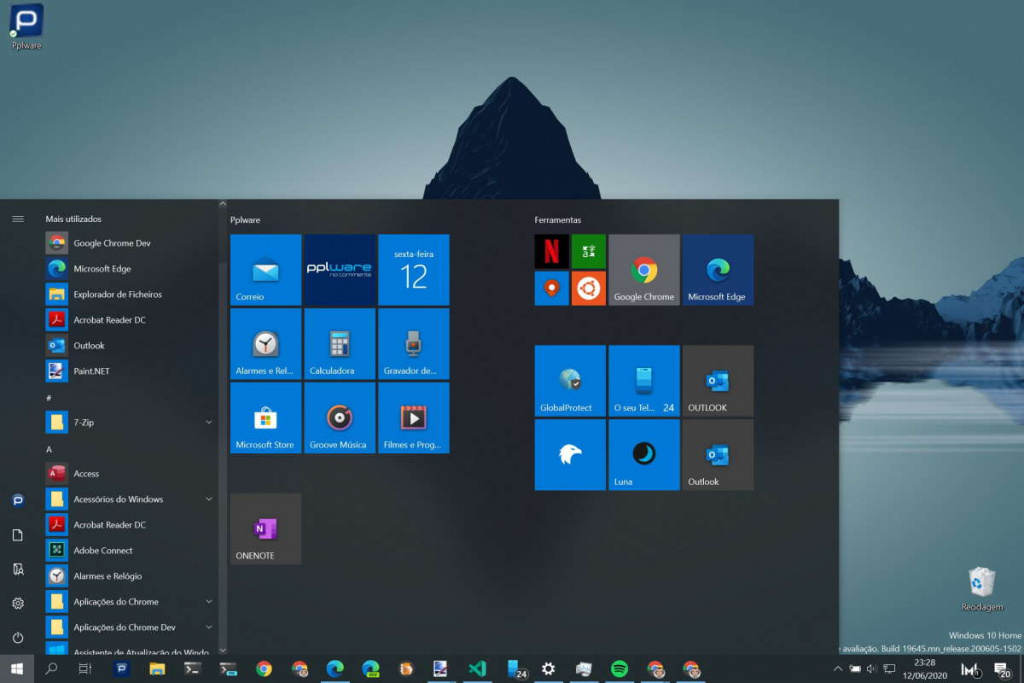 Windows 10 Menu Iniciar tamanho ajustar