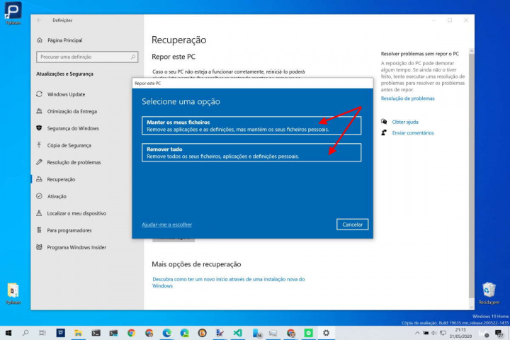 Windows 10 reinstalar Cloud Microsoft simples