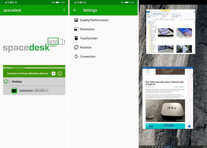 Spacedesk - Transforme o seu smartphone ou tablet num segundo ecrã do PC