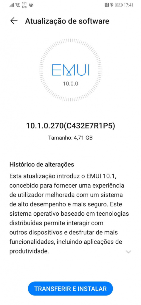 Huawei EMUI 10.1 smartphones atualização