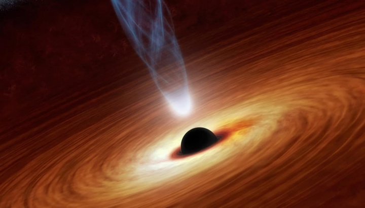 Ilustra~~\ao de uma buraco negro que poderá ser o planeta nove
