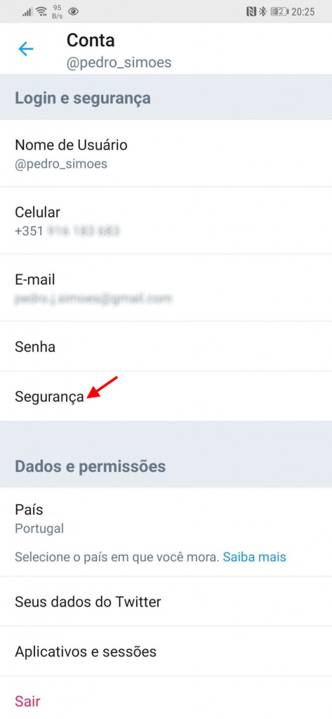 Twitter segurança conta protegida utilizadores
