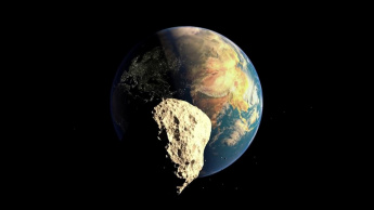 Ilustração de asteroide quem vem em direção à Terra