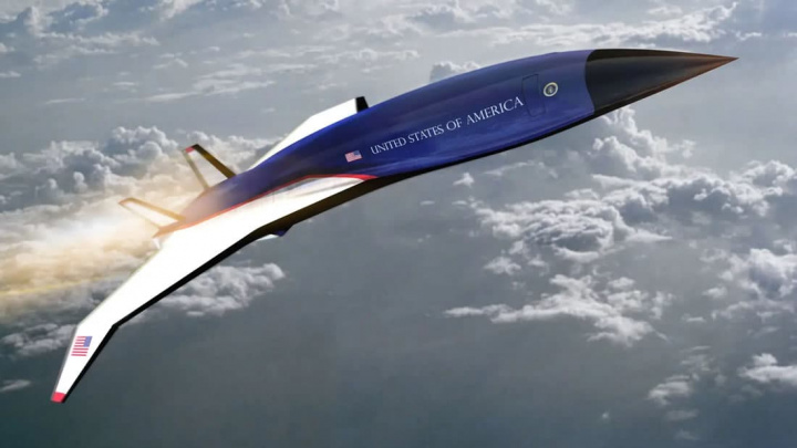 Imagem de conceito do novo avião Air Force One desenvolvido pela a Hermeus